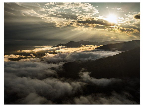 Sea of Clouds  over Table Rock from Ceaser's Head in South Carolina.