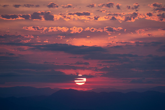 Sunset at Craggy Pinnacle in North Carolina