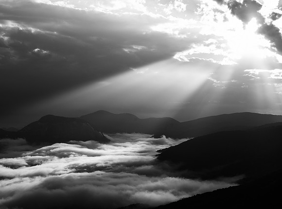 God Light over Table Rock from Ceaser's Head in South Carolina.