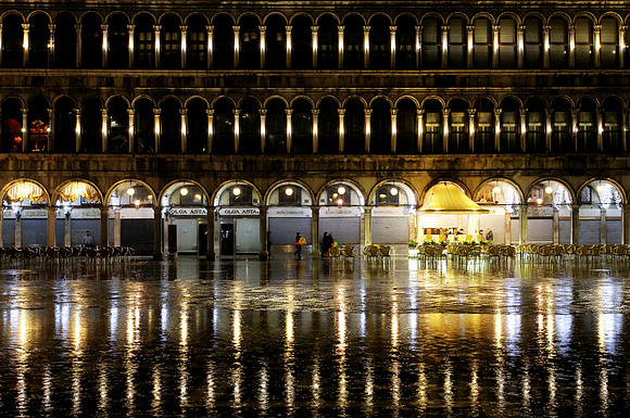Flooded Plaza in Venice, Italy