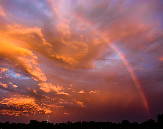 Lightning, Sunset and a Rainbow in Greenville, SC